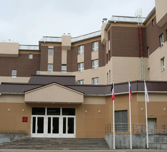 The main entrance of Izhevsk State Medical Academy, one of the oldest medical institutions in the Ural region, established in 1933. Known for its experienced faculty and a strong focus on practical training, it offers MBBS programs in both English and Russian, recognized by NMC and WHO.