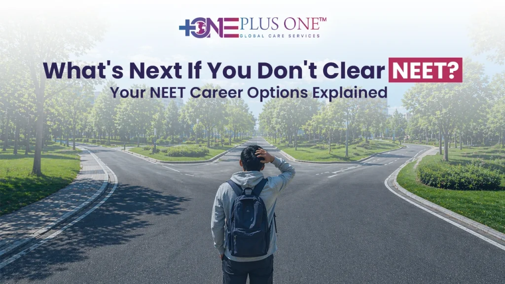 Student standing at a crossroads exploring NEET career options and career options after NEET after not clearing the NEET exam in India.