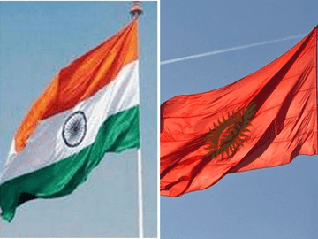Indian and Kyrgyzstan flags representing MBBS in Kyrgyzstan for Indian students highlighting affordable fees, globally recognized medical universities, 6 year MBBS program, and international licensing opportunities.