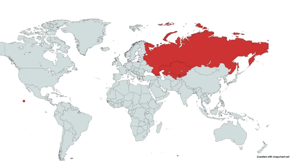 World map highlighting Russia, Georgia, Kazakhstan, Kyrgyzstan, and Uzbekistan as popular MBBS abroad destinations for Indian students after NEET UG 2026 exam date uncertainty and rising competition in India.