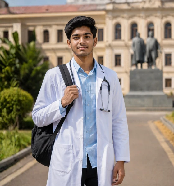 Indian medical student studying MBBS in Georgia with support for admission, accommodation, FMGE coaching, and affordable MBBS fees in Georgia for Indian students.