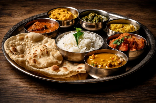 Indian food facility for students at Osh State Medical University, including vegetarian and non-vegetarian meals, Indian mess, shared kitchen and nearby grocery stores.